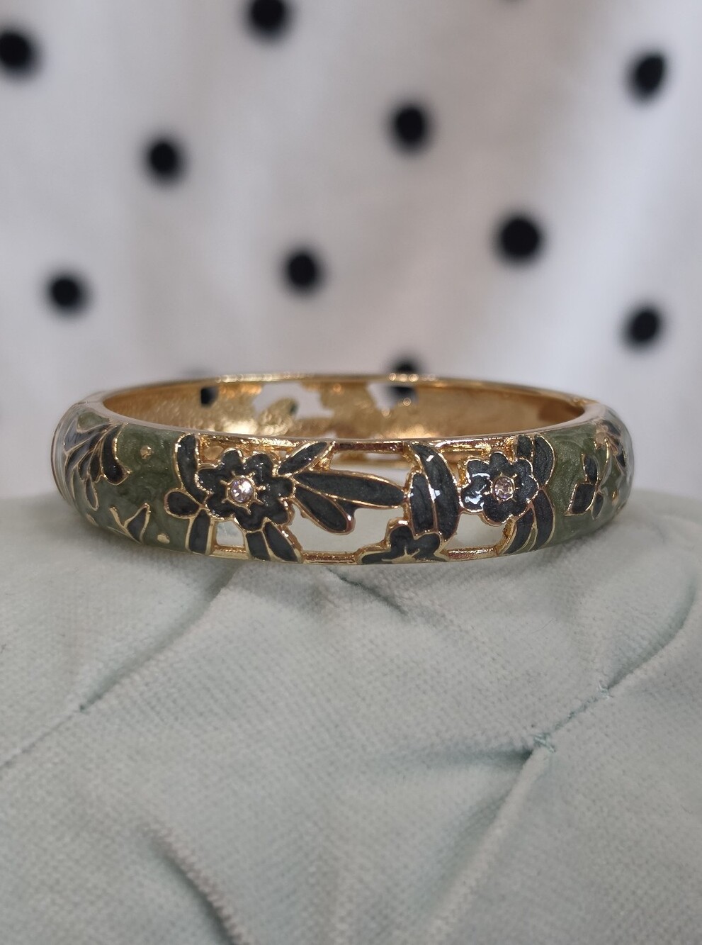 Vintage Jiu Long Xing Enamelled Bangle Bracelet